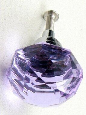 Two (2) Large Purple Solid Crystal Drawer Knob Cabinet Pull Two (2) Ho14PU